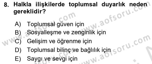 Halkla İlişkiler Ve İletişim Dersi 2022 - 2023 Yılı (Final) Dönem Sonu Sınav Soruları 8. Soru
