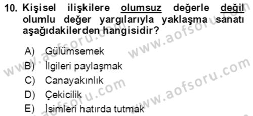 Halkla İlişkiler Ve İletişim Dersi 2022 - 2023 Yılı Yaz Okulu Sınav Soruları 10. Soru