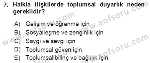 Halkla İlişkiler Ve İletişim Dersi 2022 - 2023 Yılı Yaz Okulu Sınav Soruları 7. Soru