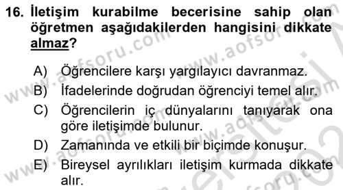 Halkla İlişkiler Ve İletişim Dersi 2023 - 2024 Yılı (Vize) Ara Sınav Soruları 16. Soru