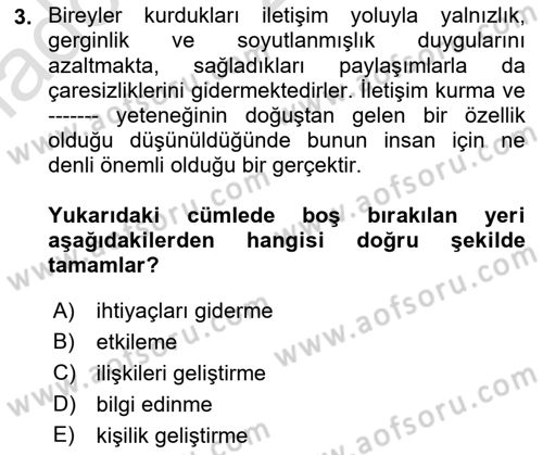 Halkla İlişkiler Ve İletişim Dersi Ara Sınavı Deneme Sınav Soruları 3. Soru