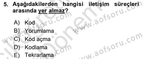 Halkla İlişkiler Ve İletişim Dersi Ara Sınavı Deneme Sınav Soruları 5. Soru