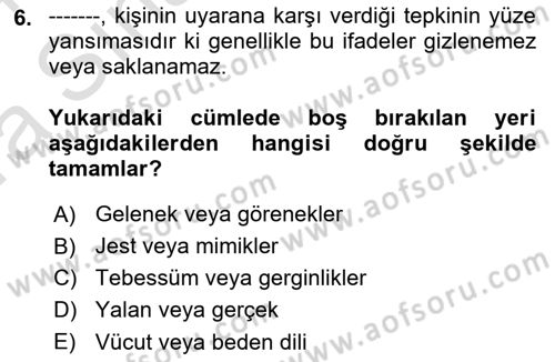 Halkla İlişkiler Ve İletişim Dersi 2023 - 2024 Yılı (Vize) Ara Sınav Soruları 6. Soru