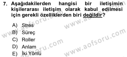 Halkla İlişkiler Ve İletişim Dersi 2023 - 2024 Yılı (Vize) Ara Sınavı 7. Soru