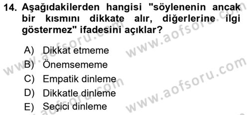 Halkla İlişkiler Ve İletişim Dersi 2023 - 2024 Yılı (Final) Dönem Sonu Sınav Soruları 14. Soru