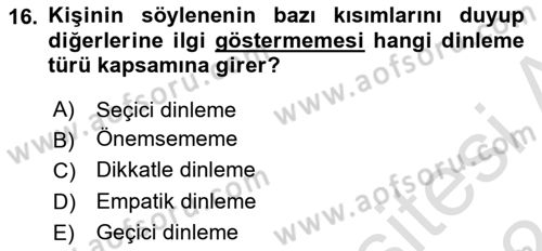 Halkla İlişkiler Ve İletişim Dersi 2023 - 2024 Yılı (Final) Dönem Sonu Sınav Soruları 16. Soru