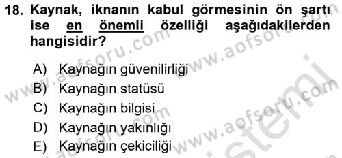 Halkla İlişkiler Ve İletişim Dersi 2023 - 2024 Yılı (Final) Dönem Sonu Sınav Soruları 18. Soru