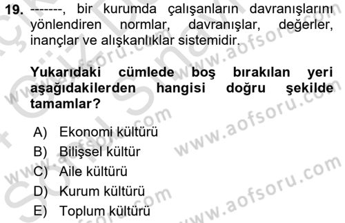 Halkla İlişkiler Ve İletişim Dersi 2023 - 2024 Yılı (Final) Dönem Sonu Sınav Soruları 19. Soru
