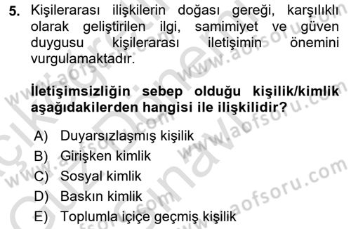 Halkla İlişkiler Ve İletişim Dersi 2023 - 2024 Yılı (Final) Dönem Sonu Sınav Soruları 5. Soru