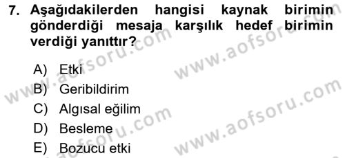 Halkla İlişkiler Ve İletişim Dersi 2023 - 2024 Yılı (Final) Dönem Sonu Sınav Soruları 7. Soru