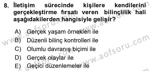 Halkla İlişkiler Ve İletişim Dersi 2023 - 2024 Yılı (Final) Dönem Sonu Sınav Soruları 8. Soru