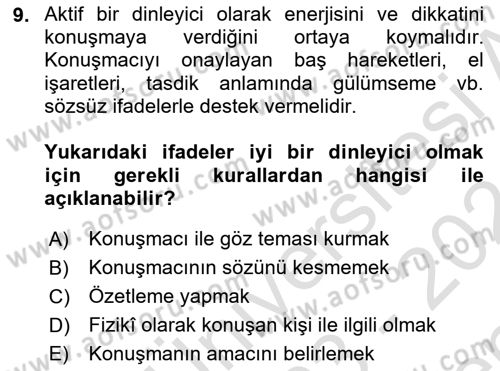 Halkla İlişkiler Ve İletişim Dersi 2023 - 2024 Yılı (Final) Dönem Sonu Sınav Soruları 9. Soru