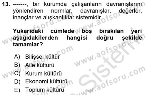 Halkla İlişkiler Ve İletişim Dersi 2023 - 2024 Yılı Yaz Okulu Sınavı 13. Soru