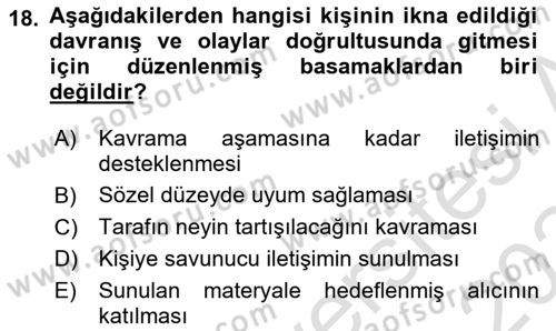 Halkla İlişkiler Ve İletişim Dersi 2023 - 2024 Yılı Yaz Okulu Sınav Soruları 18. Soru