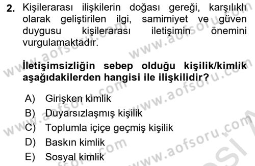 Halkla İlişkiler Ve İletişim Dersi 2023 - 2024 Yılı Yaz Okulu Sınav Soruları 2. Soru