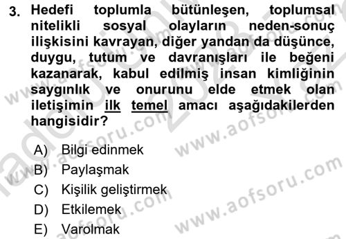 Halkla İlişkiler Ve İletişim Dersi 2023 - 2024 Yılı Yaz Okulu Sınav Soruları 3. Soru