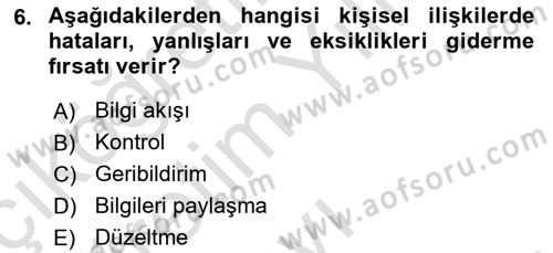 Halkla İlişkiler Ve İletişim Dersi 2023 - 2024 Yılı Yaz Okulu Sınav Soruları 6. Soru