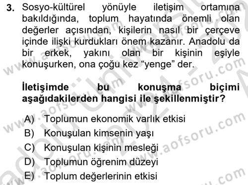 Halkla İlişkiler Ve İletişim Dersi 2024 - 2025 Yılı (Vize) Ara Sınav Soruları 3. Soru