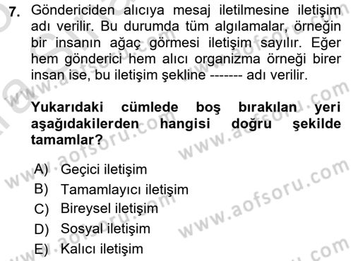 Halkla İlişkiler Ve İletişim Dersi 2024 - 2025 Yılı (Vize) Ara Sınav Soruları 7. Soru