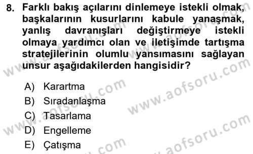 Halkla İlişkiler Ve İletişim Dersi Ara Sınavı Deneme Sınav Soruları 8. Soru
