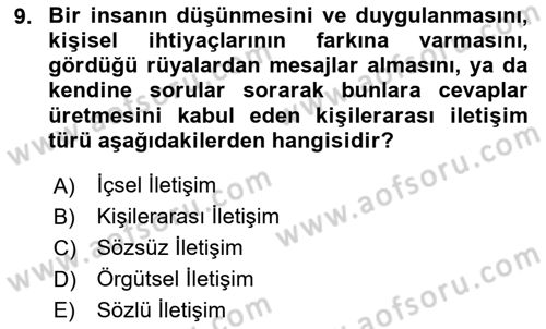 Halkla İlişkiler Ve İletişim Dersi Ara Sınavı Deneme Sınav Soruları 9. Soru