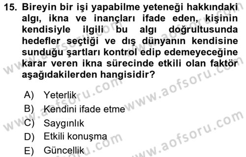 Halkla İlişkiler Ve İletişim Dersi 2024 - 2025 Yılı (Final) Dönem Sonu Sınav Soruları 15. Soru