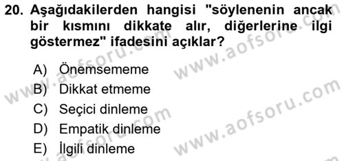 Halkla İlişkiler Ve İletişim Dersi 2024 - 2025 Yılı (Final) Dönem Sonu Sınav Soruları 20. Soru