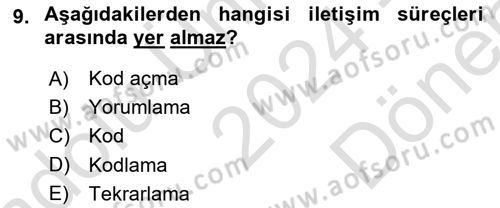 Halkla İlişkiler Ve İletişim Dersi 2024 - 2025 Yılı (Final) Dönem Sonu Sınav Soruları 9. Soru