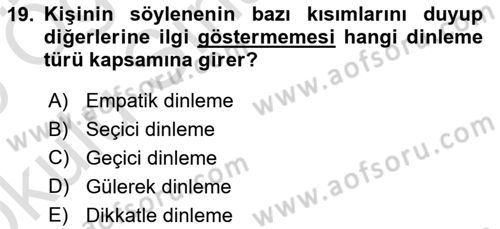 Halkla İlişkiler Ve İletişim Dersi 2024 - 2025 Yılı Yaz Okulu Sınav Soruları 19. Soru