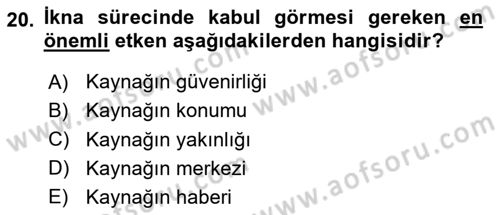 Halkla İlişkiler Ve İletişim Dersi 2024 - 2025 Yılı Yaz Okulu Sınav Soruları 20. Soru