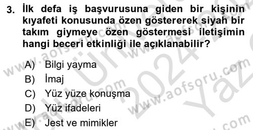 Halkla İlişkiler Ve İletişim Dersi 2024 - 2025 Yılı Yaz Okulu Sınav Soruları 3. Soru