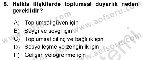 Halkla İlişkiler Ve İletişim Dersi 2024 - 2025 Yılı Yaz Okulu Sınav Soruları 5. Soru