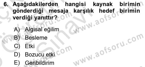 Halkla İlişkiler Ve İletişim Dersi 2024 - 2025 Yılı Yaz Okulu Sınav Soruları 6. Soru
