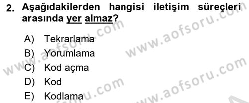 Halkla İlişkiler Ve İletişim Dersi 2025 - 2026 Yılı (Vize) Ara Sınav Soruları 2. Soru