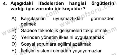 Halkla İlişkiler Ve İletişim Dersi 2025 - 2026 Yılı (Vize) Ara Sınav Soruları 4. Soru
