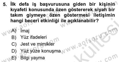 Halkla İlişkiler Ve İletişim Dersi 2025 - 2026 Yılı (Vize) Ara Sınav Soruları 5. Soru