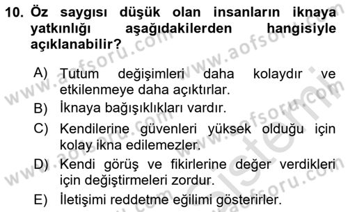 Halkla İlişkiler Ve İletişim Dersi 2025 - 2026 Yılı (Final) Dönem Sonu Sınav Soruları 10. Soru