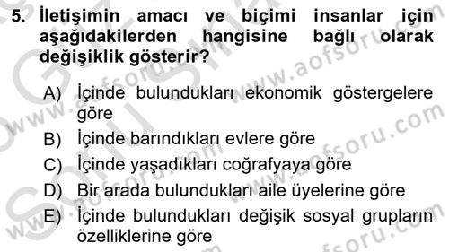 Halkla İlişkiler Ve İletişim Dersi 2025 - 2026 Yılı (Final) Dönem Sonu Sınav Soruları 5. Soru