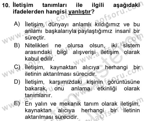 Halkla İlişkiler Ve İletişim Dersi 2025 - 2026 Yılı Yaz Okulu Sınav Soruları 10. Soru
