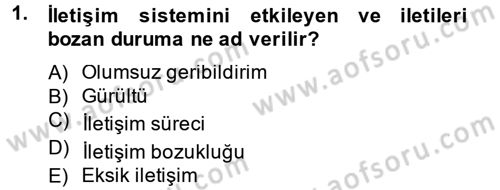 Etkili İletişim Teknikleri Dersi 2012 - 2013 Yılı (Final) Dönem Sonu Sınav Soruları 1. Soru