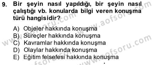 Etkili İletişim Teknikleri Dersi 2012 - 2013 Yılı (Final) Dönem Sonu Sınav Soruları 9. Soru