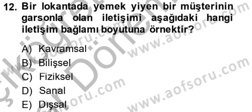 Etkili İletişim Teknikleri Dersi 2014 - 2015 Yılı (Vize) Ara Sınav Soruları 12. Soru