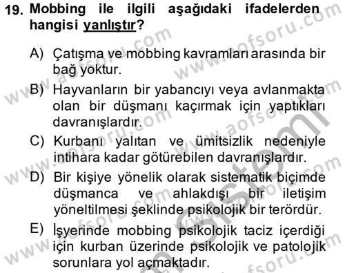 Etkili İletişim Teknikleri Dersi 2014 - 2015 Yılı (Vize) Ara Sınav Soruları 19. Soru