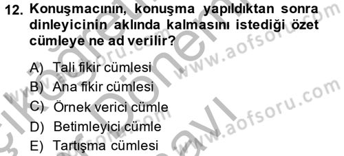 Etkili İletişim Teknikleri Dersi 2014 - 2015 Yılı (Final) Dönem Sonu Sınav Soruları 12. Soru