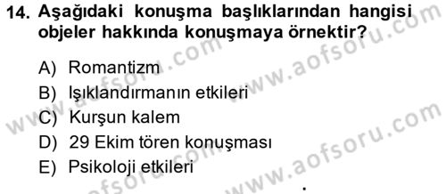Etkili İletişim Teknikleri Dersi 2014 - 2015 Yılı (Final) Dönem Sonu Sınav Soruları 14. Soru