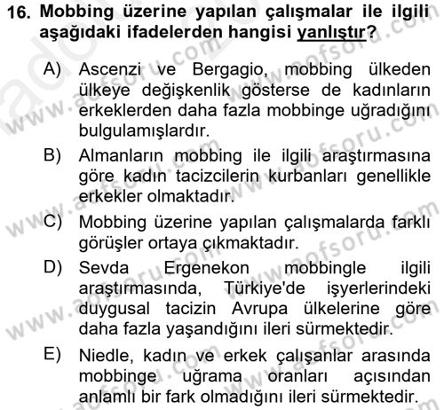 Etkili İletişim Teknikleri Dersi 2015 - 2016 Yılı (Vize) Ara Sınav Soruları 16. Soru