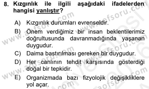 Etkili İletişim Teknikleri Dersi 2015 - 2016 Yılı (Vize) Ara Sınav Soruları 8. Soru