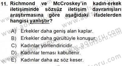 Etkili İletişim Teknikleri Dersi 2015 - 2016 Yılı Tek Ders Sınav Soruları 11. Soru