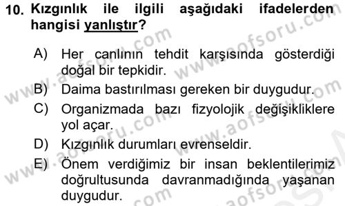 Etkili İletişim Teknikleri Dersi 2017 - 2018 Yılı (Vize) Ara Sınav Soruları 10. Soru