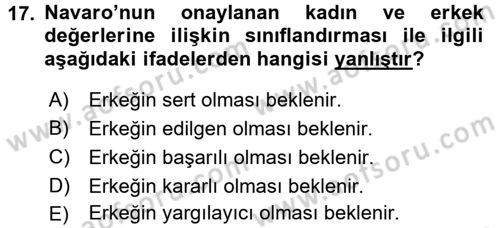 Etkili İletişim Teknikleri Dersi 2017 - 2018 Yılı (Vize) Ara Sınav Soruları 17. Soru